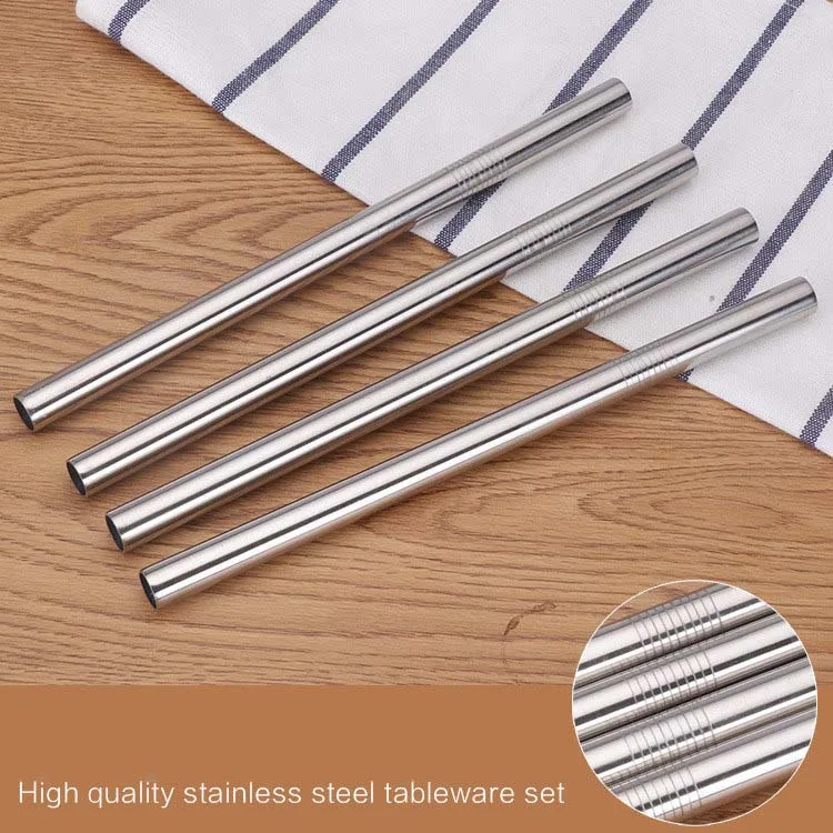 

100pcs 304 Stainless Steel Straw Metal Pearl Bubble Tea Juice Drinking Straw Reusable 12mm x215mm