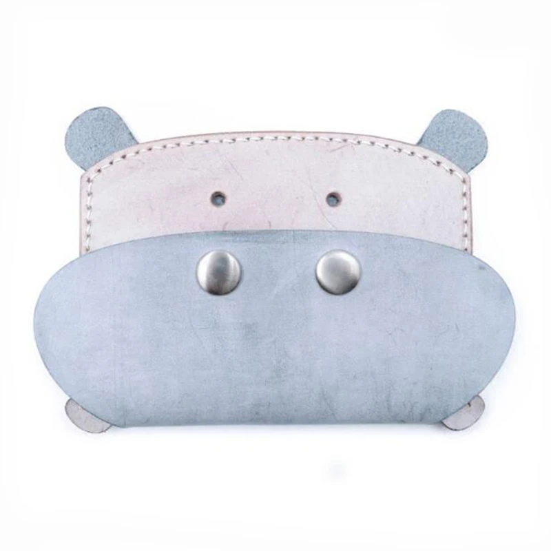 

Handmade purse diy material package creative mini card package semi-finished genuine leather fog wax leather hippo 5 color