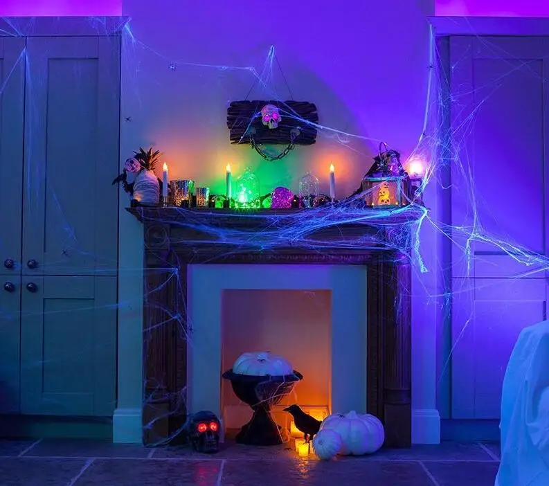 

Halloween Scary Party Scene Props variety of Stretchy Cobweb Spider Web Horror Halloween Decoration For Bar Haunted House