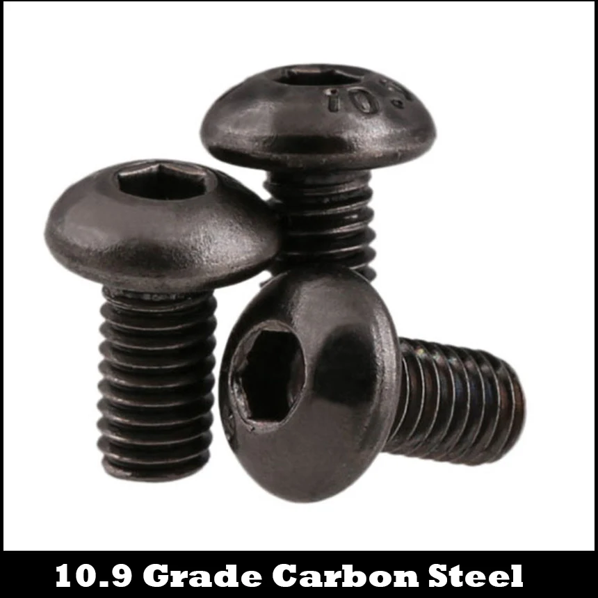 

M2.5 M2.5*12/14/16 M2.5x12/14/16 10.9 Grade Black Nickel Carbon Steel DIN7380 Pan Oval Round Button Head Hexagon Socket Screw