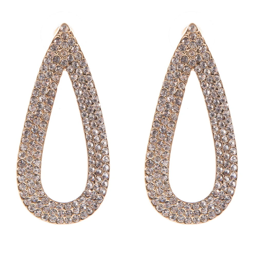 5.2 cm Gold Crystal Tear Drop Wedding Earrings Bridesmaids Bridal