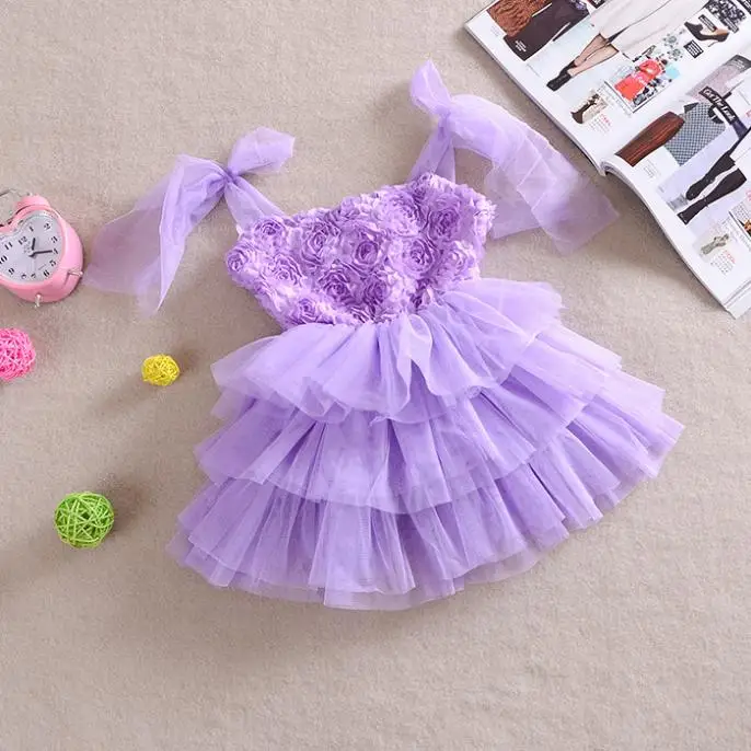 Elegant Girls Princess Dress Pink Purple Baby Party Wedding Dress ...