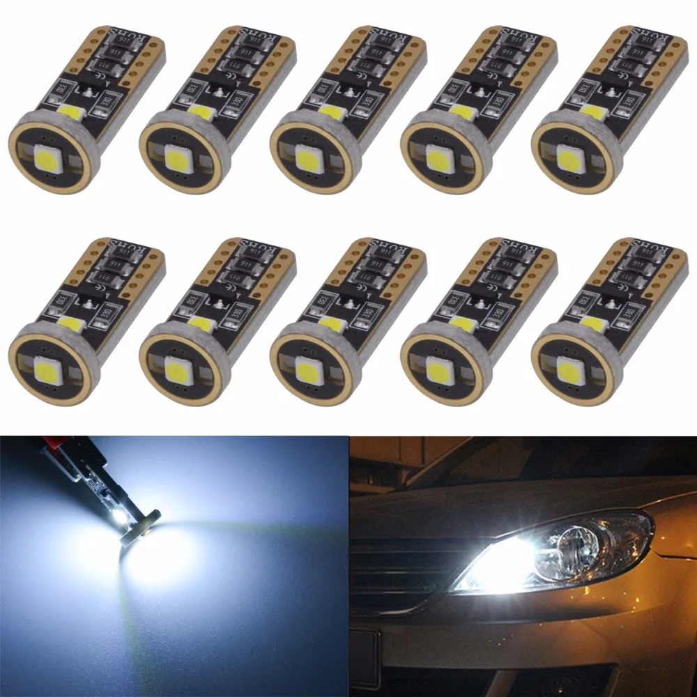 

10pcs T10 W5W LED Bulbs For Cars Interior Lighting Indicator Dome Trunk Light Error Free 194 Led White Amber/Orange T10