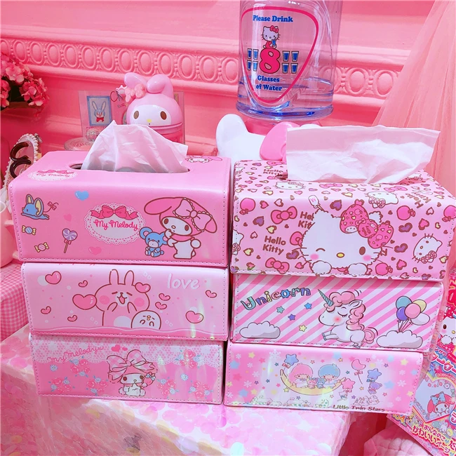 

IVYYE Melody KT Cat Anime PU Tissue Boxes Home Paper Cover Decoration Cartoon Holder Car Pouch Box Unisex Girls New
