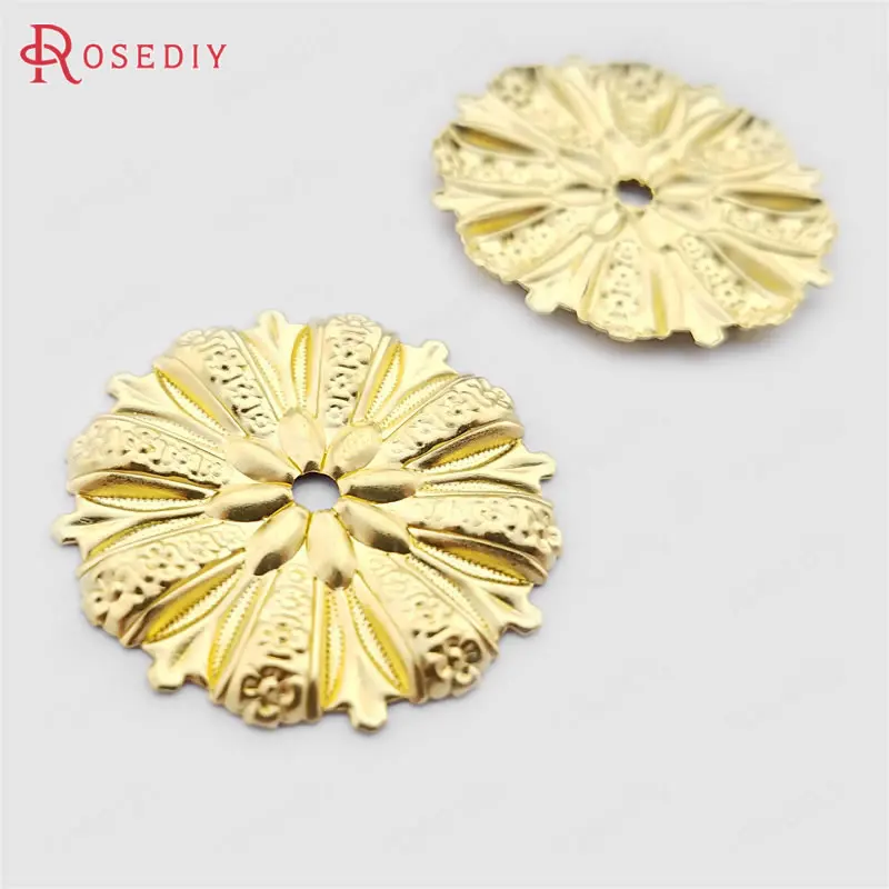 

(30589)20PCS 27.5MM Not plated color Brass Wavy Flower Decorative Spacer Diy Jewelry Findings Accessories Wholesale