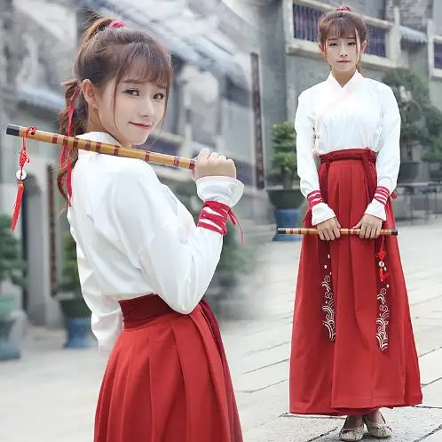 2018 new chinese tang dynasty ruqun hanfu suit cosplay women full sleeve dress costume hanfu costume chinese dance costumes Women's Sets