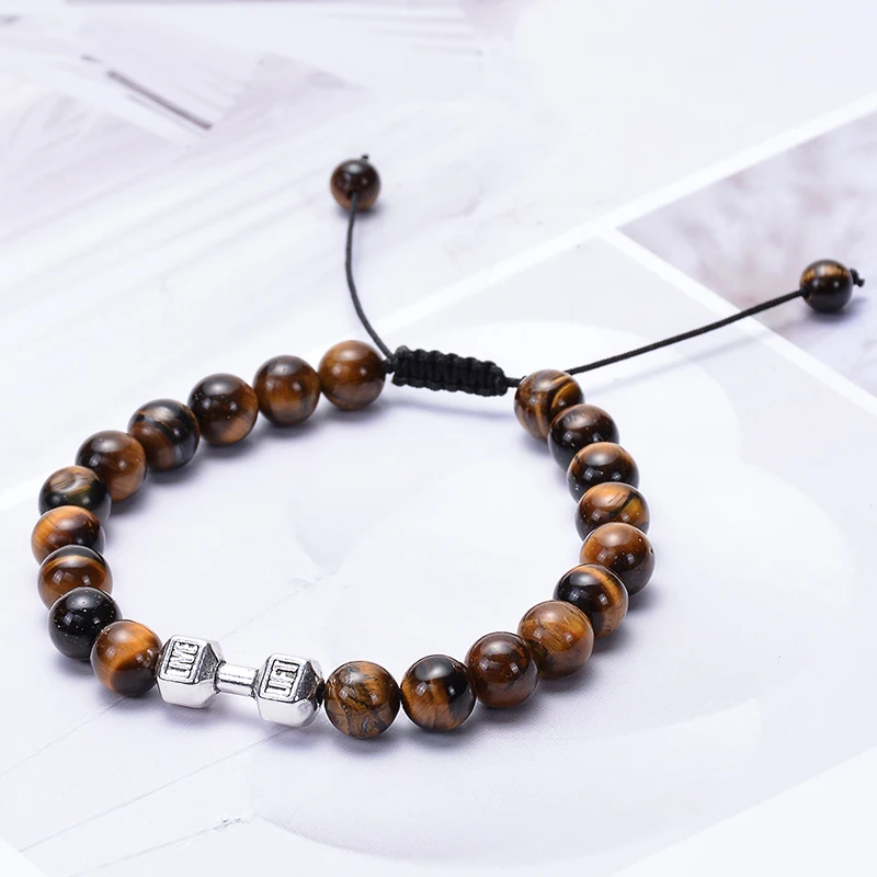 HIYONG 8 мм черный матовый лавовый камень для фитнеса плетеная веревка Белый Howlite