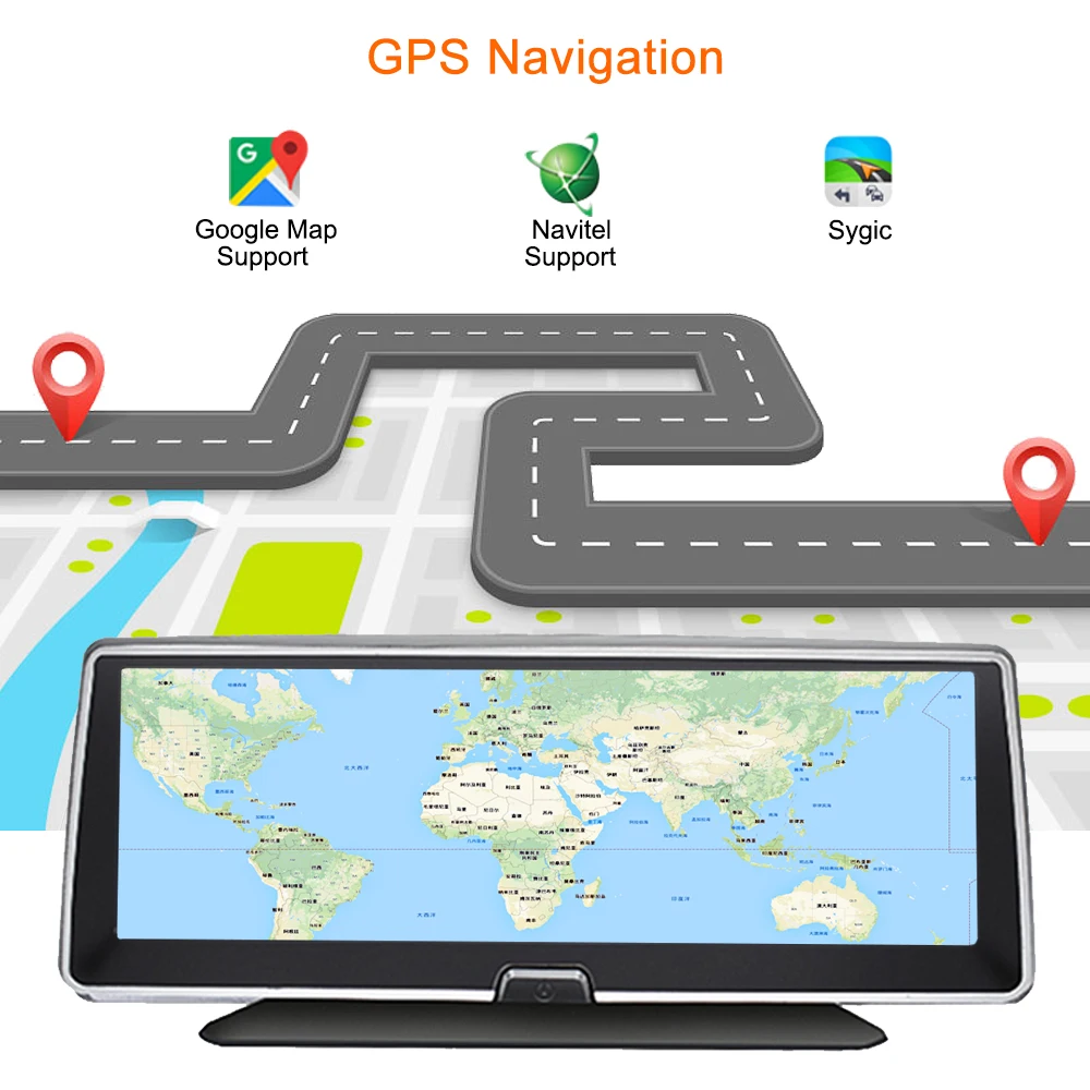 Bluavido 4G android dvr 8 inch screen car camera gps navigation Full HD 1080P dash cam video registrator recorder remote monitor