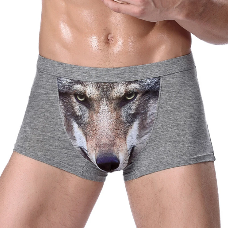 

3D Boxer Underwear Men Modal Sexy Boxershorts Breathable U Convex 3D Eagle Wolf Boxers Ropa Interior Hombre Cuecas Panties