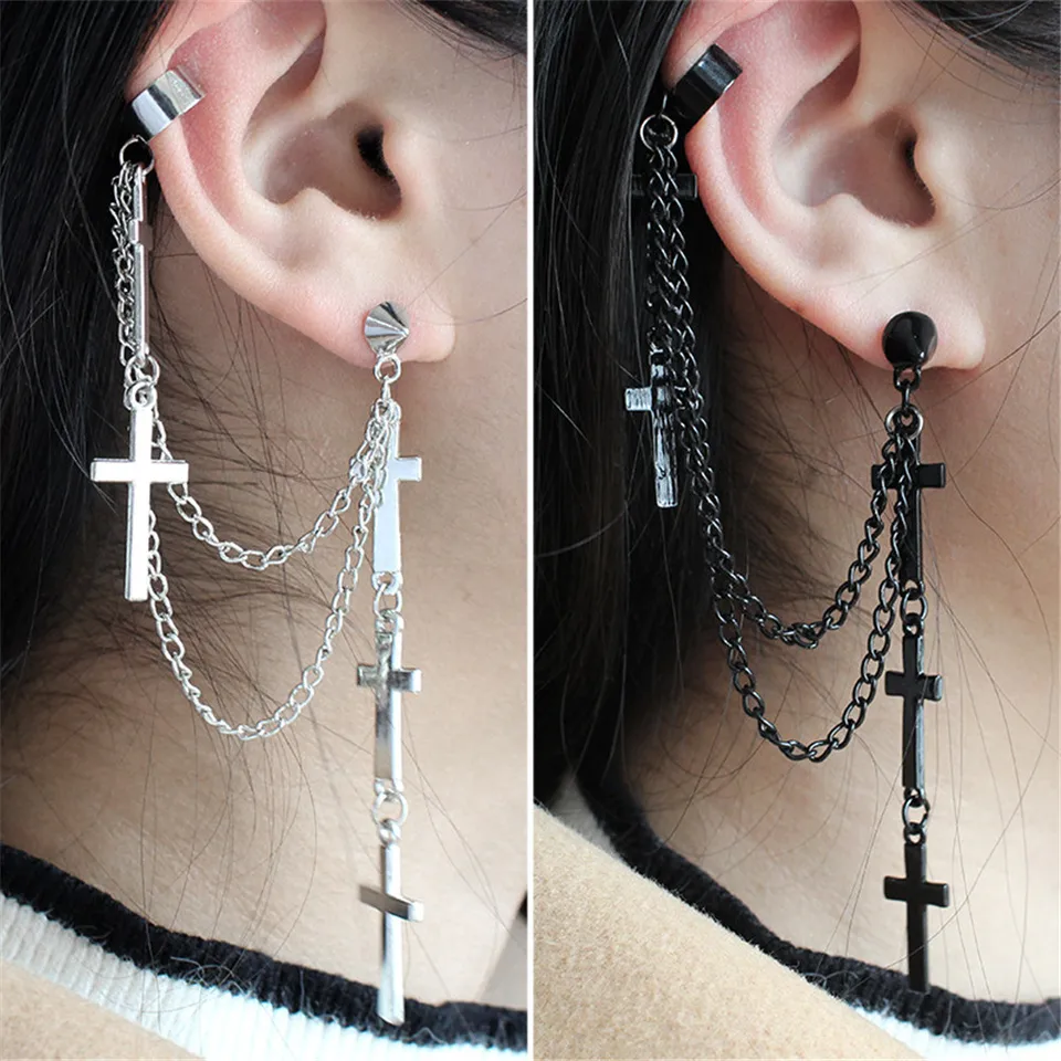 cross pendant earring