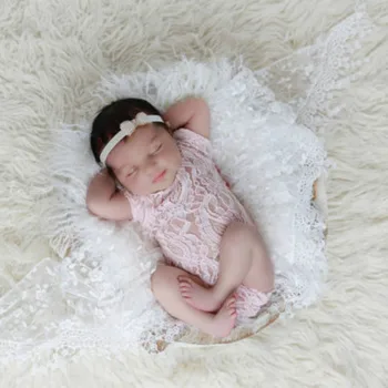 

Newborn Photography Props Baby Lace Romper with Ribbon Princess Costumes Set Infant Girls Clothes @