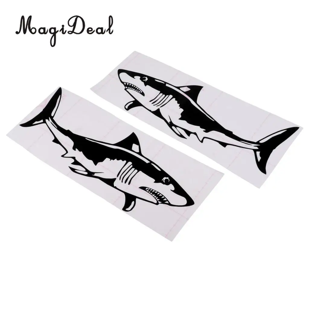 2Pcs Shark Sticker Decal for Car Truck Kayak Fishing Boat Graphics Accessories - Waterproof, Adhesive, Durable & Long Lasting