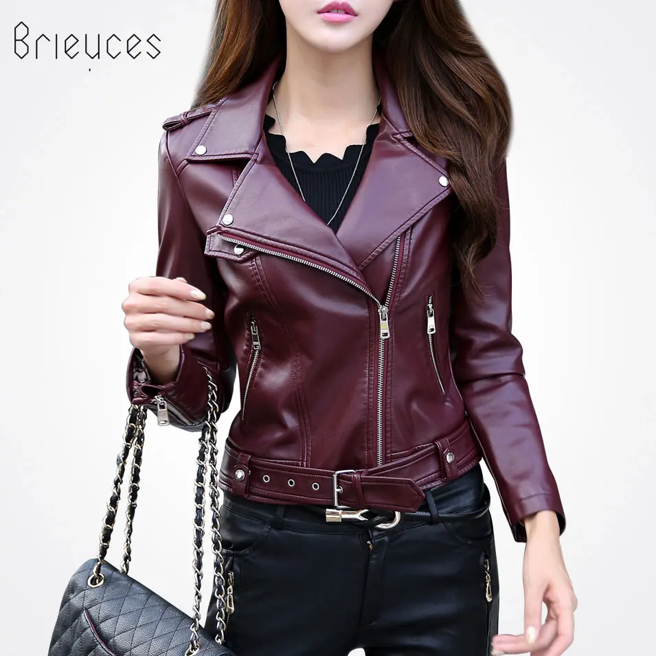 Brieuces 2017 Spring And Autumn Women Leather Coat Female Slim Plus Size S-3XL Fashion Jacket Women's Outerwear | Женская одежда