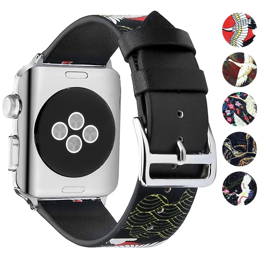 Кран узор из воловьей кожи Замена для apple watch полосы 42 мм серии 4 3 2 1 iwatch аксессуары 38 мм браслет ремень 40 44 мм наручные