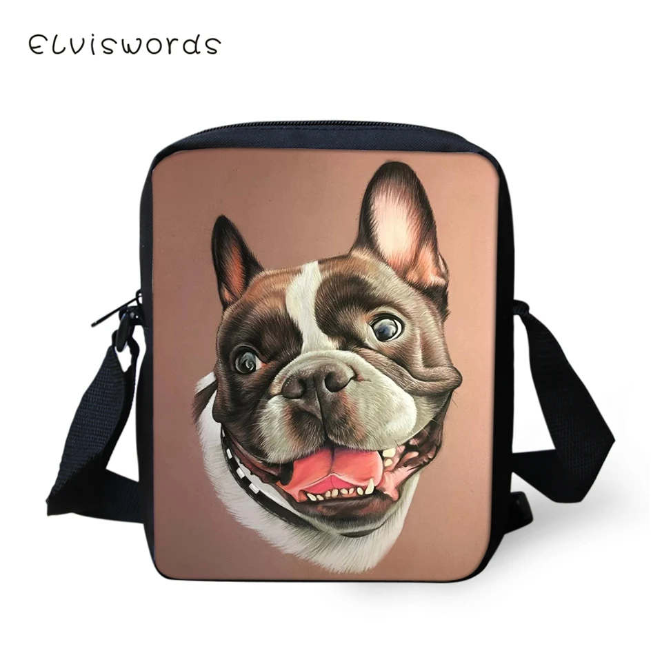 

ELVISWORDS Flaps Messenger Bags Small Cute Women Bags Little Bulldogs Prints Pattern Girls Crossbody Bag Fashion Shoulder Purses