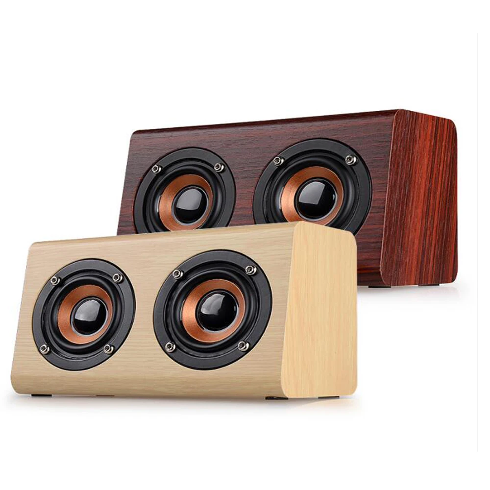 

W7 Bluetooth Speaker Retro Wood HIFI 3D Dual Loudspeakers Bluetooth Wireless Speaker With Hands-free TF Card AUX IN for phones