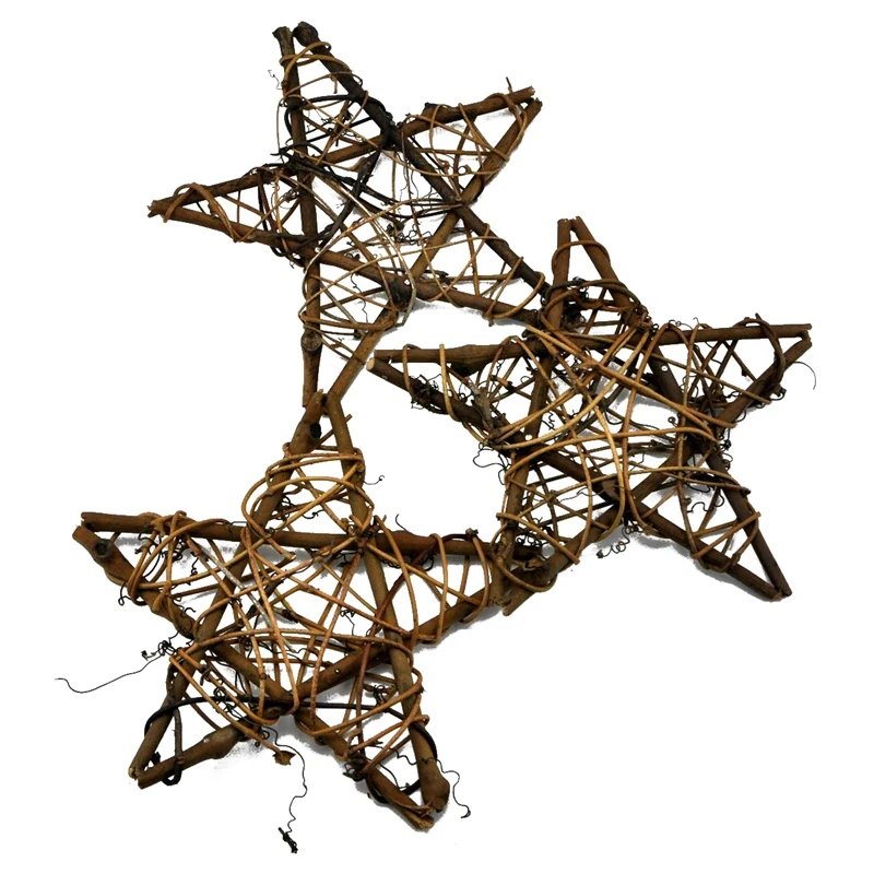 

Family Garden Tree Top Decoration Of 3 Pieces Of 8 Inch Natural Color Wicker Vine Star Five-Pointed Star Natural Rattan Home D