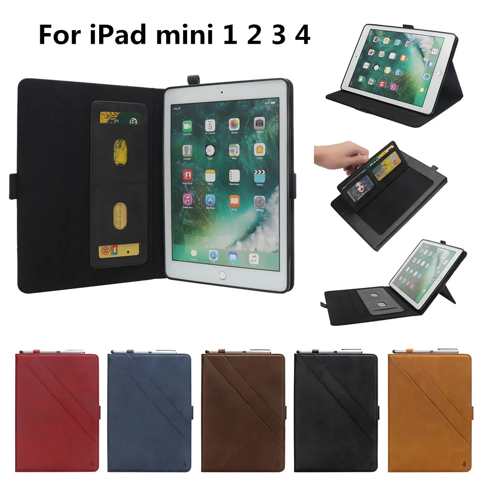 Чехол для iPad mini 3 2 4 Премиум кожаный кошелек на молнии Многофункциональные Чехлы