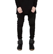 Newest Men Slim Fit Hip-hop Elastic Skinny Jeans Male Vintage Biker Pencil Party Denim Pants