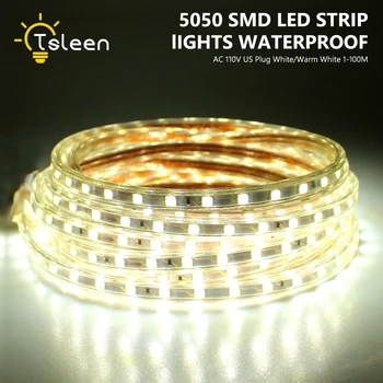 

TSLEEN IP67 Waterproof LED Strip Light Neon Ribbon Tape 30M-100M Flexible TV Led Strip 5050 SMD US EU UK Plug Hotel Bar Lights