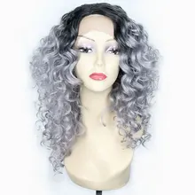 Ombre Curly Lace Front Wig Synthetic Lace Wigs For Black Women Eunice 18inch Heat Resistant Fiber Grey Brown 613 Lace Front Wig Ombre Curly Lace Front Wig Synthetic Lace Wigs For Black Women Eunice 18inch Heat Resistant Fiber Grey Brown 613 Lace Front Wig