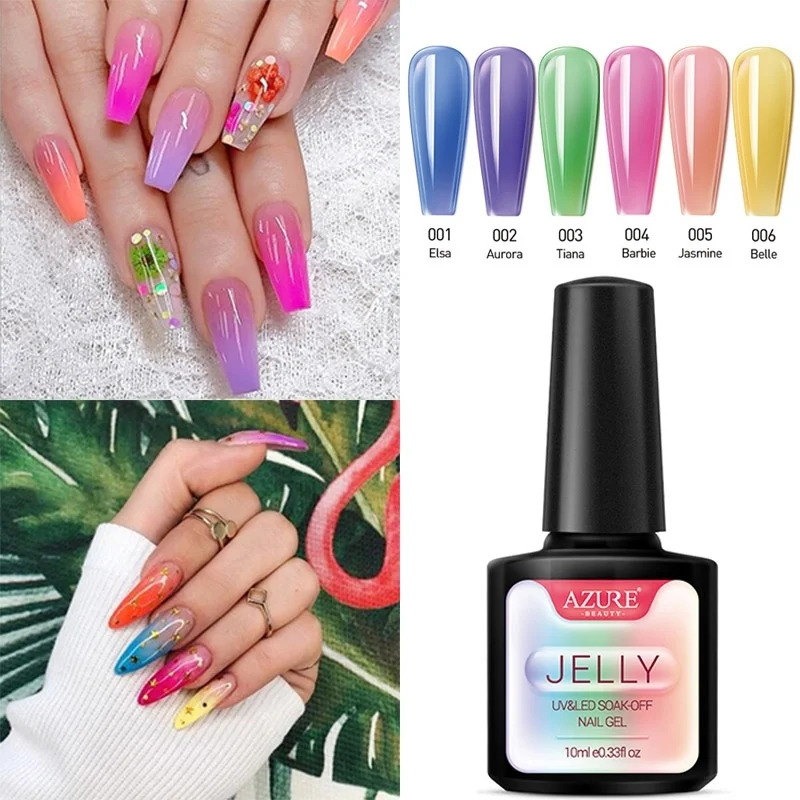 

Azure Beauty Jelly UV Nail Gel Soak Off Hybrid Gel Varnish Semi Permanent Long Lasting Glass Candy Led Nail Polish Varnish