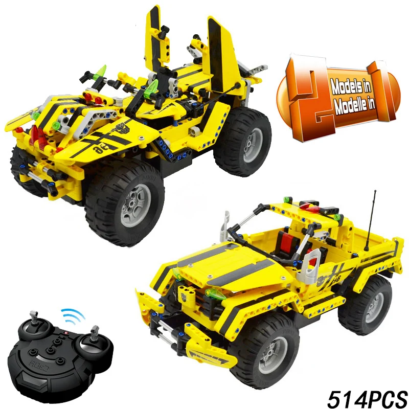 

514pcs 2in1 Technic Remote Control RC Pickup King power Car Building Blocks Bricks Compatible Legoing Diy toys for children gift