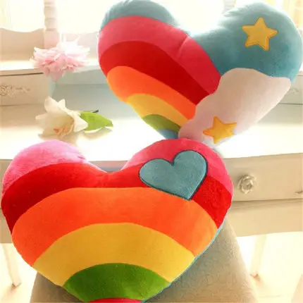 

Candice guo plush toy stuffed doll cartoon Rainbow Heart cloud shaped soft warm pillow cushion children birthday christmas gift