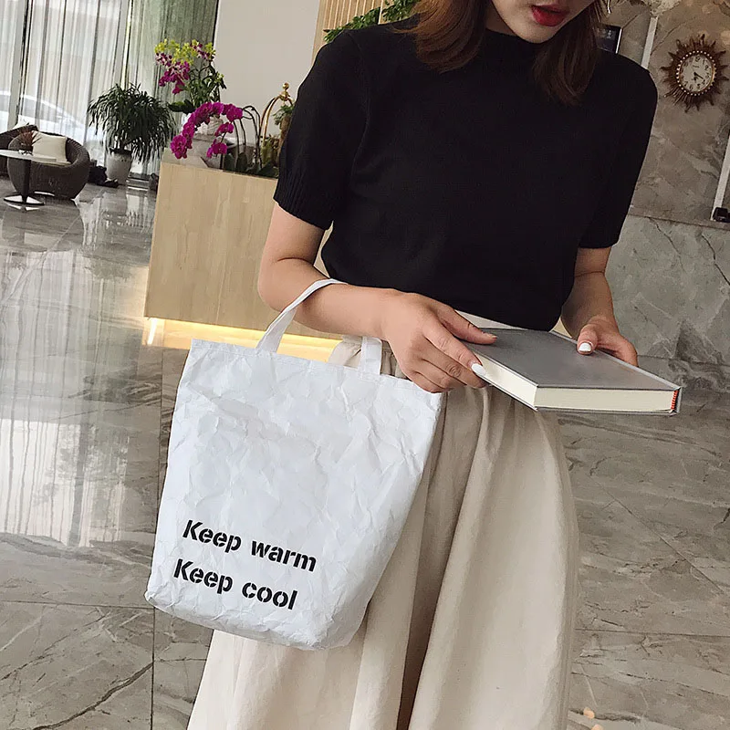 Grocery Tote Environmental Protecting Paper Reusable Shopping Bags Lightweight Handbag for Women Popular