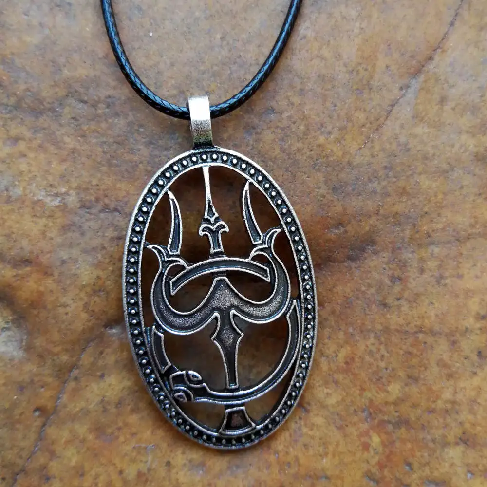 

1pc trishula and ouroboros viking necklace amulet jewelry shiva's trident and snake pendant necklaces sanlan jewelry