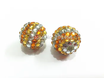 

22mm 100pcs/lot White/Yellow/Orange Candy Corn Striped Resin Rhinestone Beads