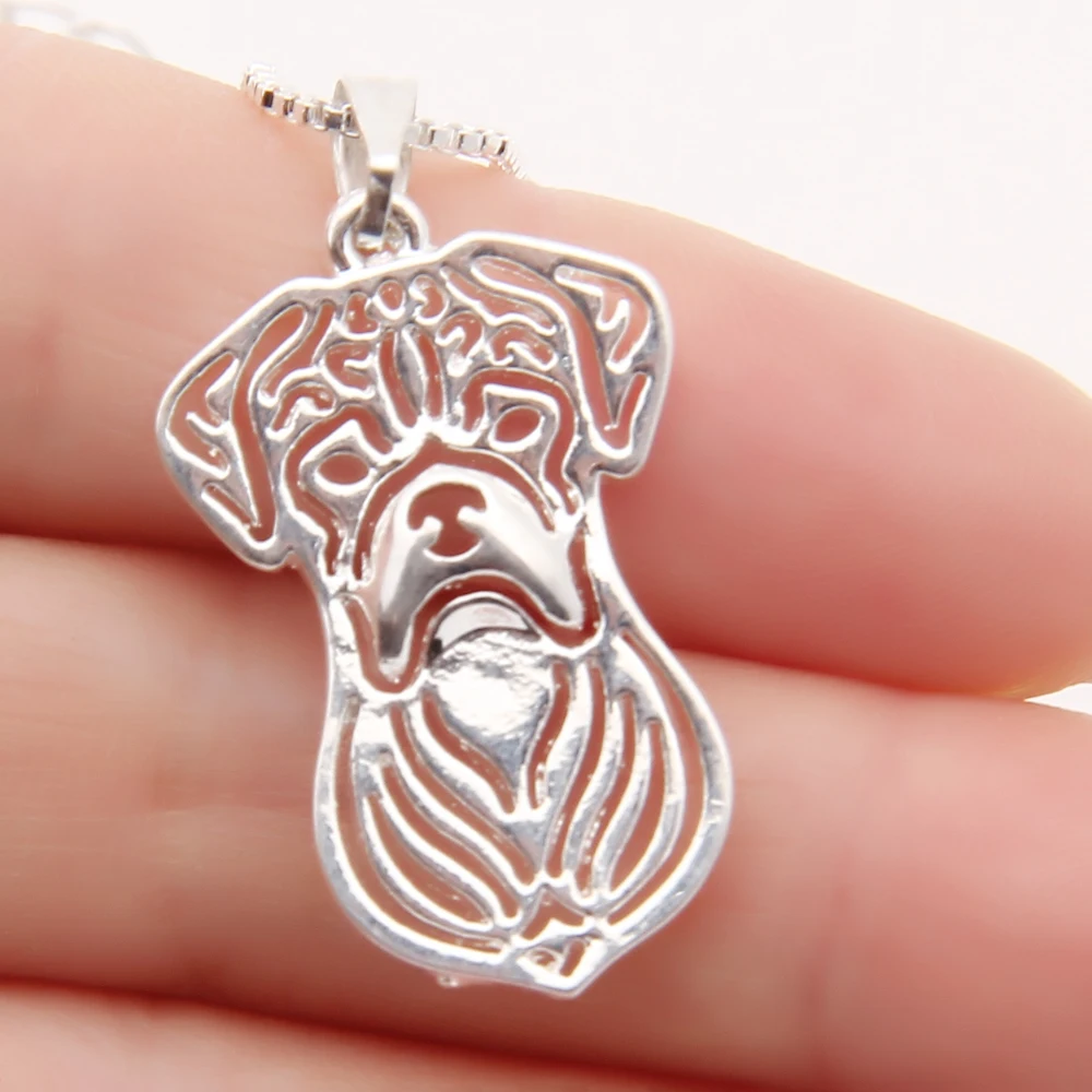 

1pcs Boxer Necklace 3D Cut Out Puppy Dog Lover Pendant Memorial Necklaces & Pendants Christmas Gift 2022 Lead Free