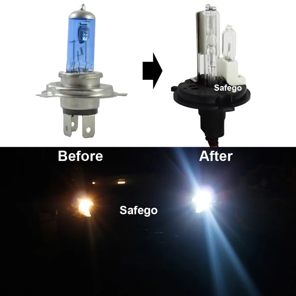 Safego DC 12V hid xenon h4 ксеноновая галогенная лампа светильник H4 9004 9007 H13 Высокая Низкая Hi Lo лампа 35W Автомобильный головной светильник 4300K 6000k 8000k