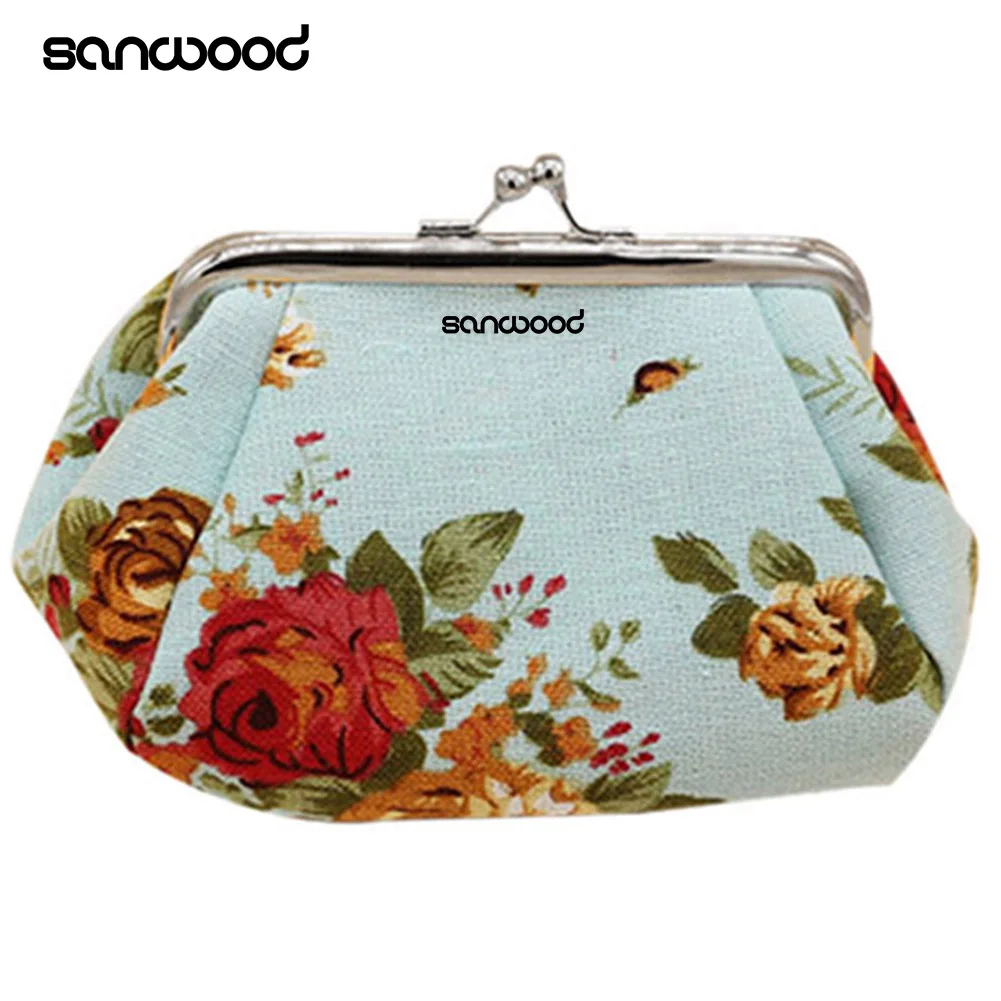 

2016 New Arrival Women Flower Printed Canvas Wallet Card Holder Coin Purse Clutch Handbag Bag For Beauty And For Health