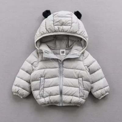 Lemonmiyu/зимнее пуховое пальто для малышей теплые однотонные парки с капюшоном для мальчиков Утепленные Пальто с героями мультфильмов на молнии хлопковая одежда для новорожденных - Цвет: DY-370801 gray