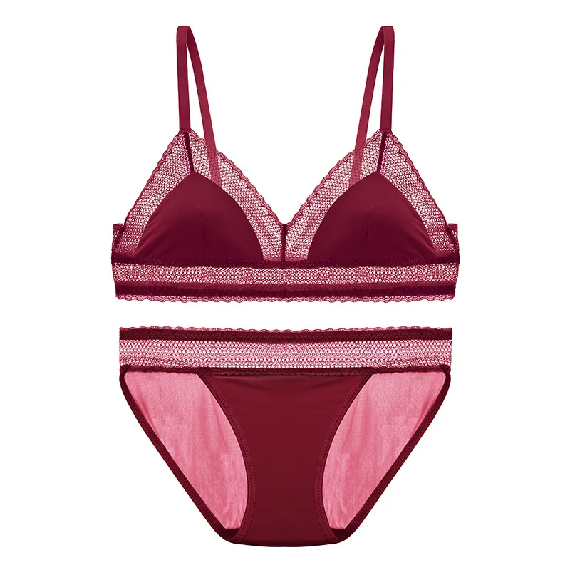 

bralette sexy lace triangle cup bra ultra-thin underwear set lingerie push up bra set bra and panty set wire free soutien gorge