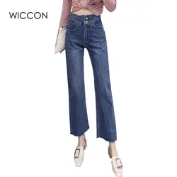Джинсы с высокой талией Новые 2019 женские джинсы волна сторона мама джинсы Широкие брюки джинсовые повседневные свободные брюки Pantalon Femme WICCON