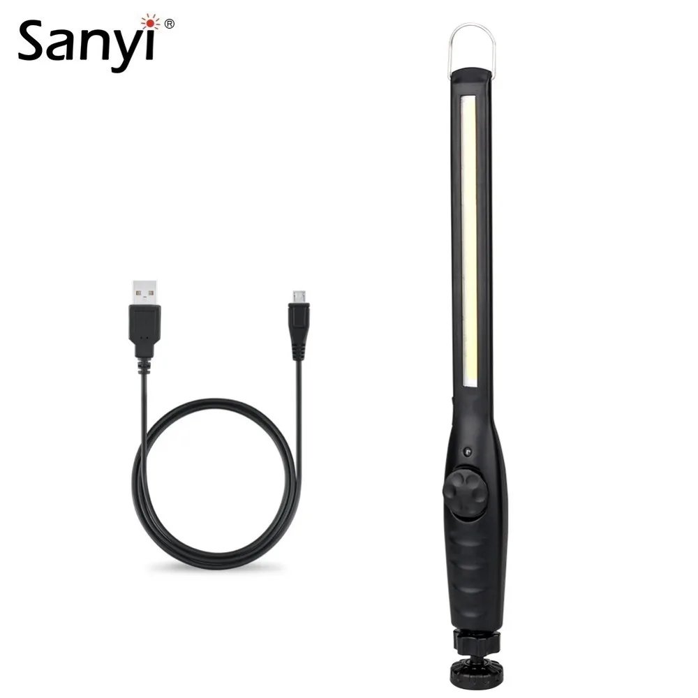 

USB Rechargeable LED Flashlight Torch Work Light COB Lanterna Hook Built-in Battery Flashlights Magnetic Stand for Car Repair