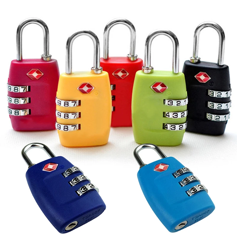 

7 Colors Outdoor Alloy TSA 3 Digit Code Travel Kit Luggage Bag Lock Combination Resettable Padlock Safe Suitcase Lock