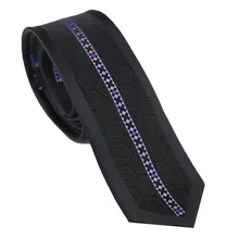 Мужские галстуки для костюма, дизайн, черный Пейсли с фиолетовым/серебряным полосатым шейный платок, тонкий галстук 6 см, платье, рубашки, Свадебный галстук