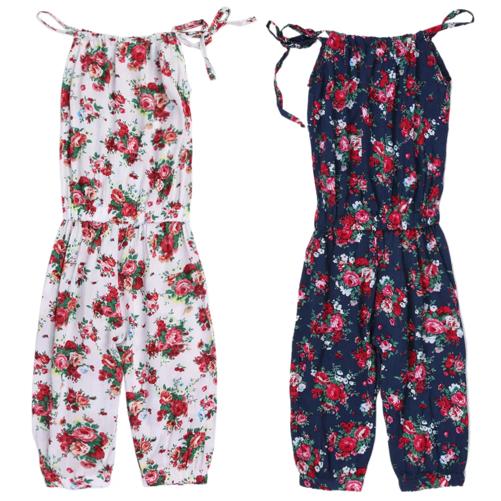 Детская одежда для маленьких девочек гамак с цветочным узором; комбинезон без рукавов; брюки; комбинезон; летняя одежда для маленьких девочек