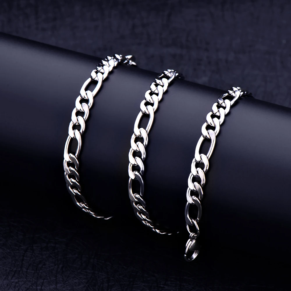 

Hot Sale 8MM Stainless Steel NK Figaro Chain Necklace Fashion Hip Hop Rock Men's Party Jewelry Length 20-28inches Brothers Gift