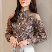 Coffee rose white women top 2019 Fashion Blouses Shirts autumn Spring long Sleeve Cold Shoulder Tops Causal Pleated Blusas 907G yellow pleated design plain cold shoulder long sleeves blouses
