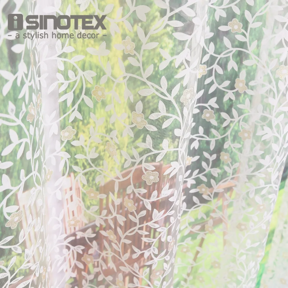 Isinotex Fenster Vorhang Gelb Blumen Blatter Transparent Sheer Fur