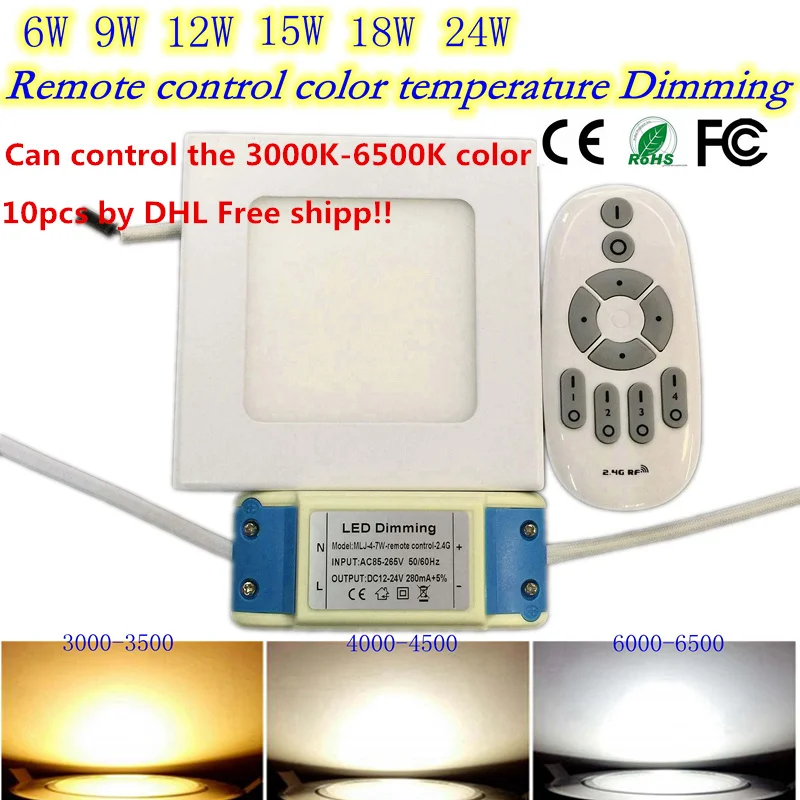 

2.4G dimmable ultrathin led panel light led ceiling lamp 85-265v 6w Square led downlight white/warm white free shiping