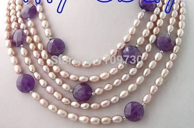 

Jewelr 002983 15mm Faceted Amethyst Lavender FW Pearl Necklace