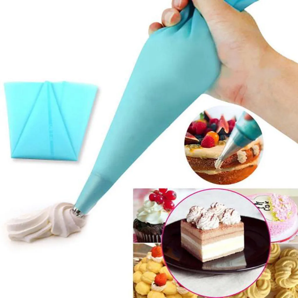 

3Size Silicone Reusable Icing Piping Cream Pastry Bag DIY Cake Decorating Tools Baking Set Utensilios Para Hornear#w1