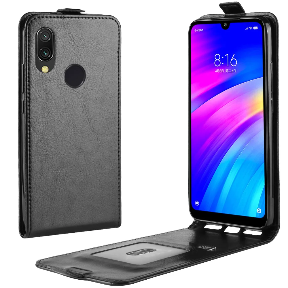 Чехол книжка для Xiaomi redmi 7 кожаный чехол Вертикальный с держателем карт|Бамперы| |