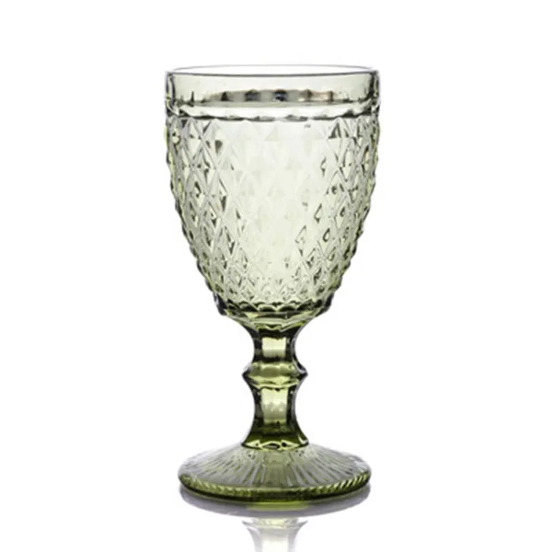 Vintage embossed red wine glass glass goblet creative wine glass home juice cup drinking cup large 2 - Color: A