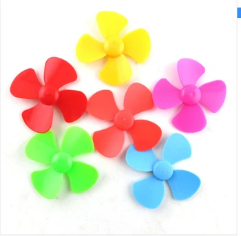 

17180TW 10PCS 40mm Plastic Four-Leaf Propeller Paddle Model Windmill Toy DIY Handmade Accessory for Children Mixed Color